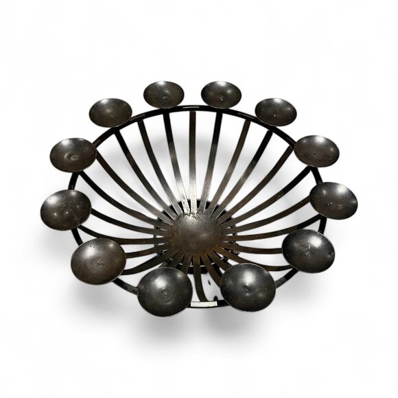 Modern Black Metal Decorative Bowl Sculptural Centrepiece or Fruit Basket 18" - Picture 1 of 6